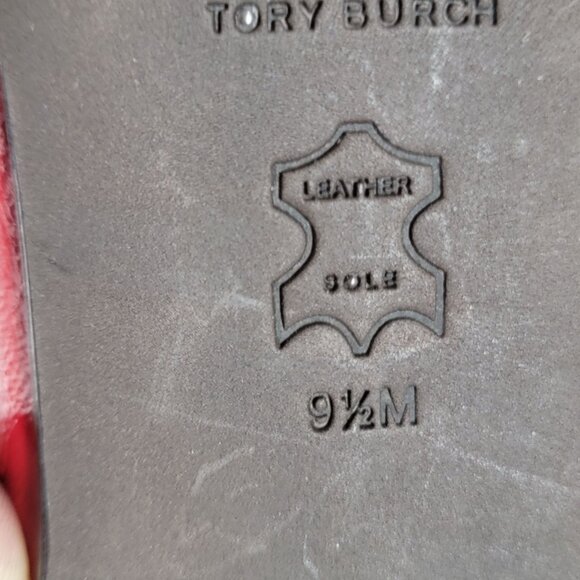 NEW Tory Burch Cap Toe Ballet Flats Womens 9.5 Red Luxury Designer Contemporary - Picture 7 of 8